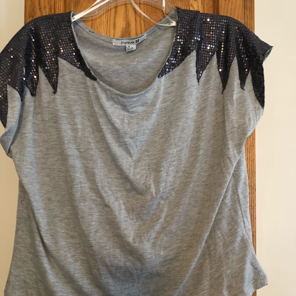 GREY SPARKLE CROP TOP